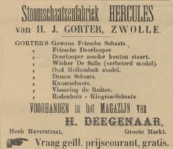 Advertentie H. Deegenaar in Tubantia 1 december 1897
