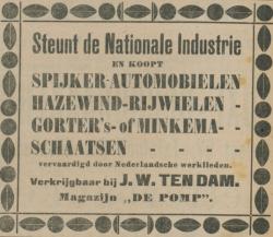 Advertentie J.W. ten Dam in Gooi en Eemlander 28 november 1907