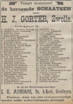 Advertentie J.G. Adriani in Nieuwsblad van het Noorden 1 januari 1908