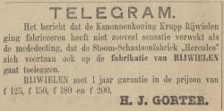 Advertentie in Provinciale Overijsselsche en Zwolsche Courant 27 januari 1898