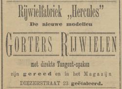Advertentie in Provinciale Overijsselsche en Zwolsche Courant 24 februari 1898