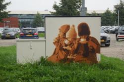 Street Art Rusten bij een koek en zopie