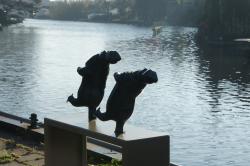 Schaatsende nijlpaarden