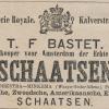 Advertentie 1887 schaatsenverkoper T.F. Bastet, Amsterdam