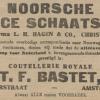Advertentie 1923 schaatsenverkoper T.F. Bastet, Amsterdam