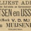Advertentie 1891 schaatsenverkoper C. van den Muijsenbergh, Tilburg