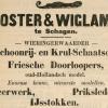 Advertentie 1906 schaatsenverkoper Koster&Wiglama, Schagen