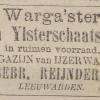 Advertentie 1886 schaatsenverkoper Reijnders, Leeuwarden