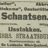 Advertentie 1912 schaatsenverkoper Gebr. Straatsburg, Leiden