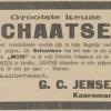 Advertentie 1908 schaatsenverkoper G.C. Jense, Delft