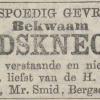 Advertentie 1863 schaatsenmaker G. Klein, Bergschenhoek