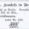 Officiële inschrijving 1878 van het merkteken bij het Königliche Stadtgericht (gerechtshof) in Berlijn.