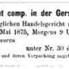 Registratie 1875 merkteken DUIF firma Gebr. Müller&Co, Remscheid (Duitsland)