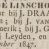 Advertentie 1847 schaatsenmaker J. van Wijk, Linschoten