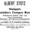 Advertentie 1873 schaatsenmaker A. Stotz, Stuttgart (Duitsland)