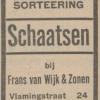 Advertentie 1933 schaatsenverkoper Frans van Wijk&Zonen, Den Haag