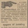 Advertentie 1902 notaris Huender, Steenwijk