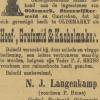 Advertentie 1902 smid N.J. Langenkamp, Oldemarkt