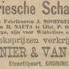 Advertentie 1896 schaatsenverkoper Groenier&Van Zanten, Groningen