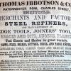 Advertentie 1852 schaatsenmaker Thomas Ibbitson&Co, Sheffield (Engeland)