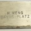 Merkteken metalen kunstschaatsen schaatsenverkoper H.Meng, Davos-Platz (Zwitserland)