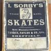 Etiket doos Schaatsen  I.SORBY schaatsenmaker Turner, Naylor&Marples, Sheffield (Engeland)