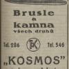 Advertentie 1939 schaatsenfabriek KOSMOS, Olomouc (Tsjechië)