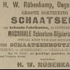 Advertentie 1908 schaatsenverkoper H.W. Rübenkamp, Oegstgeest