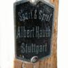Merkplaatje Sneeuwschaats fabrikant Albert Hauth, Stuttgart (Duitsland)