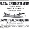 Advertentie 1891 schaatsenmaker Floda Skridskofabrik, Floda, Göteborg (Zweden)