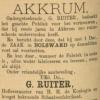 Advertentie 1901 schaatsenmaker G. Ruiter, Akkrum