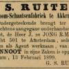 Advertentie 1899 schaatsenmaker G.S. Ruiter, Akkrum