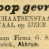 Advertentie 1917 G.S. Ruiter, Akkrum