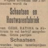 Advertentie 1939 schaatsenmaker Gebr. Ratsma, Akkrum