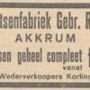 Advertentie 1936 schaatsenmaker Gebr. Ratsma, Akkrum