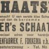 Advertentie 1927 schaatsenmaker F. Fokkema, Beesterzwaag
