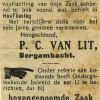 Advertentie 1930 schaatsenmaker P.C. van Lit, Bergambacht