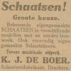 Advertentie 1927 schaatsenmaker K.J.de Boer, Dragten