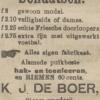 Advertentie 1908 schaatsenmaker K.J. de Boer, Drachten