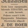 Advertentie 1933 schaatsenmaker J.de Boer, Drachten
