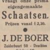 Advertentie 1937 schaatsenmaker J.de Boer, Drachten
