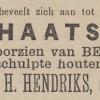 Advertentie 1890 schaatsenmaker H.K.Hendriks, Drachten