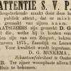 Advertentie 1881 schaatsenmaker D.G. Minkema, Oosterlittens
