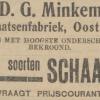 Advertentie 1906 schaatsenmaker D.G. Minkema, Oosterlittens