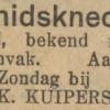 Advertentie 1928 schaatsenmaker K. Kuipers, Garijp