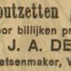 Advertentie 1923 schaatsenmaker A.J.A. de Vries, Goutum