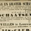 Advertentie 1858 schaatsenmaker J. Welles, Leeuwarden