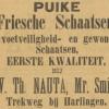 Advertentie 1908 schaatsenmaker W.Th. Nauta, Harlingen