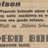 Advertentie 1942 schaatsenmaker G.Bijlsma, Harlingen