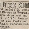 Advertentie 1887 schaatsenmaker H. Wagenaar, Heerenveen